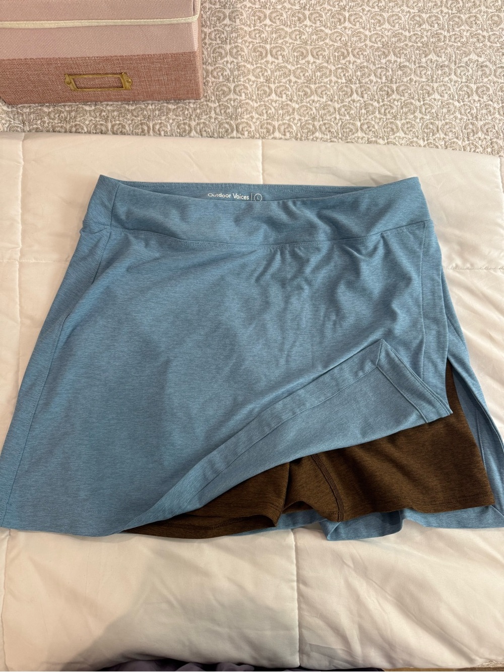 Outdoor Voices Light Blue Skort with Brown Inner Shorts